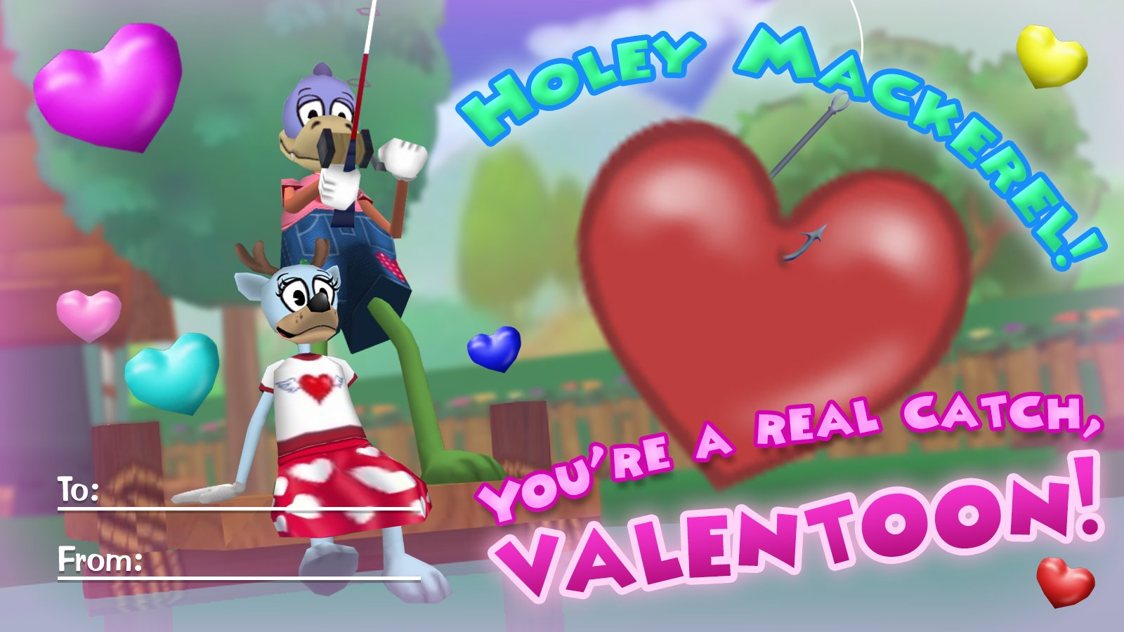 Fishing Valentine - Holey Mackerel! You're a real catch, ValenToon!