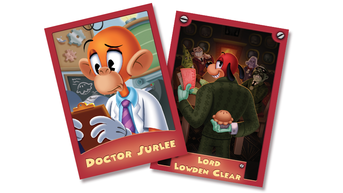 Doctor Surlee and Lord Lowden Clear Toontown Trading Cards