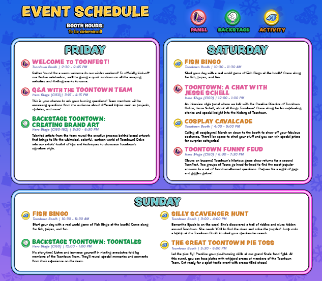 Image: Event Schedule Graphic! Click to enlarge.