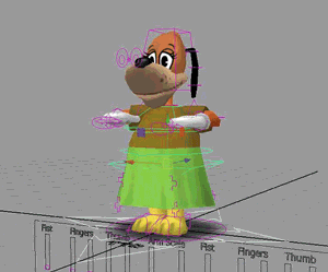 A Toon doing a hula dance with rig controls.