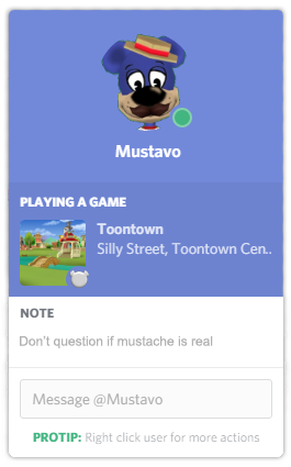 Mustavo Playing Toontown on Discord