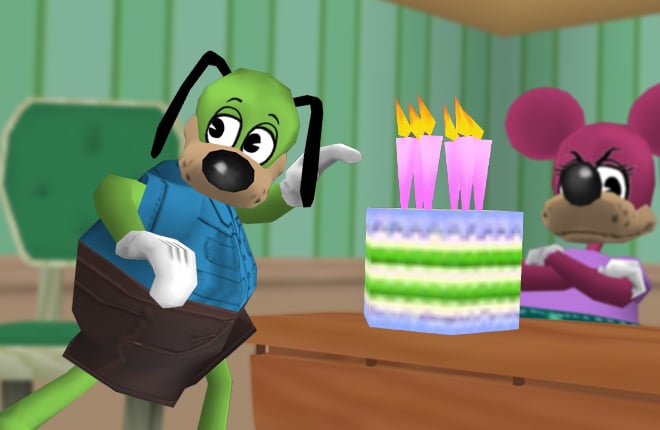 Sir Max uses Toontown's Birthday as an excuse to eat lots of cake!