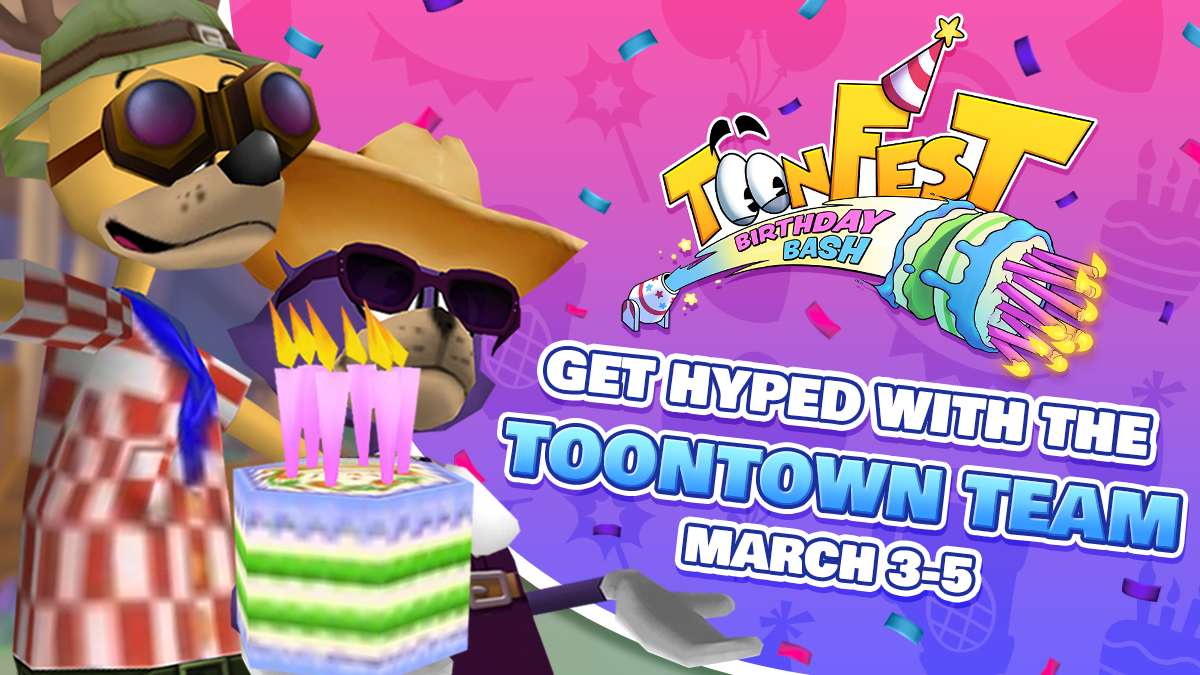 Image: Join the Toontown Rewritten Team as they get hyped for ToonFest during March 3rd-5th!