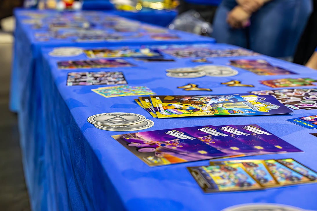 A photo of merchandise from this year's ToonFest on the booth.