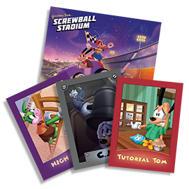 High Dive, Chief Justice, and Tutorial Tom Trading Cards with a mini poster from the 2022 Toontown Member Mailer.